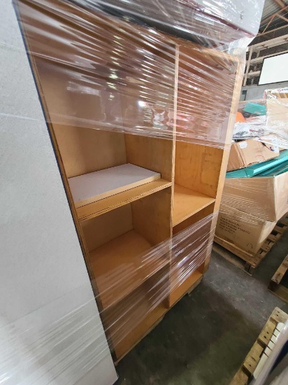 (1) Pallet w/ Wooden Cubbies, Wood Bookshelves