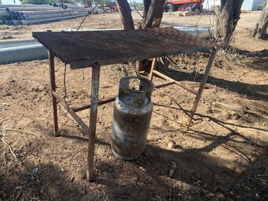 Metal Worktable, Propane Tank