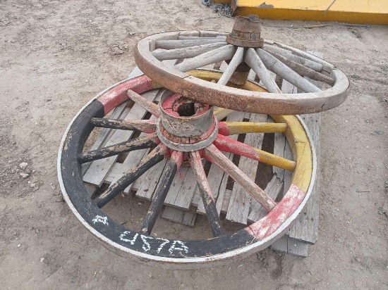 (1) Pallet w/ (2) Wagon Wheels