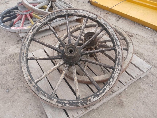 (1) Pallet w/ (2) Wagon Wheels