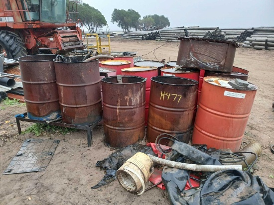 55-Gallon Oil Barrels and misc. tarps
