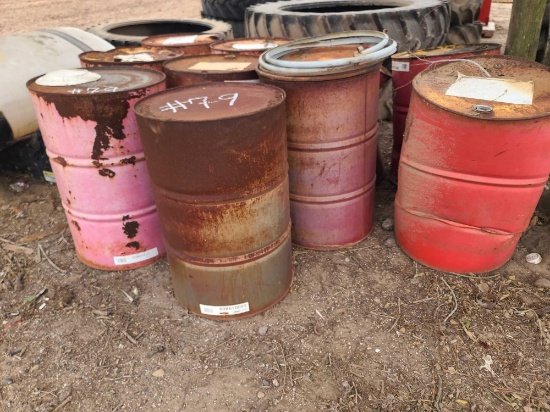Group of 55-Gallon Oil Barrels
