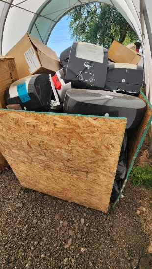 Group of MerfiniViewPaper Towel, Hand Soap, & Toilet Paper Dispensers on Pallet