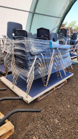 Group of Navy Stackable Desk Chairs on Pallet