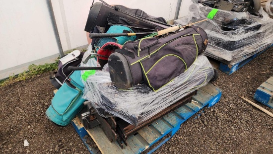 (4) Golf Bags, (3) Golf Clubs, (1) UltraFit Stability Ball, etc.