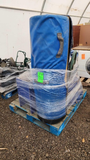(1) Pallet w/ Football Pop up Dummie, Blue Tarp, Paper Towel Dispenser
