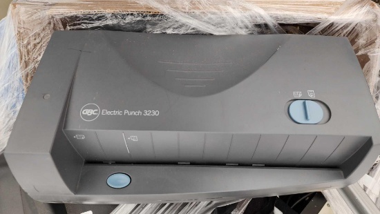 Pallet w/ Laminator, (1) GBC Electric Puinch 3230, Flint Group Varn Press Wash 5 Gal. Pail, etc.