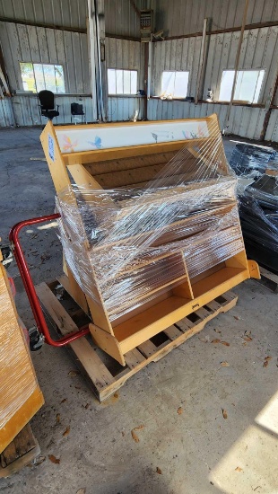 (4) Bookshelves, (1) Rolling White Board Easel on Pallet