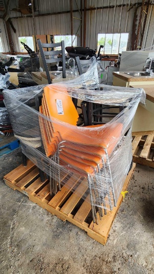 (1) Pallet w/ Wooden Chairs