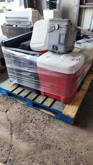 Altec Speaker, TV Screens, Ice Chest on Pallet