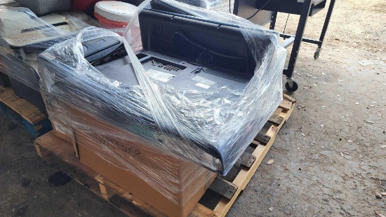 (3) TVs, Box w/ Keyboards, (1) Sony Radio CD Cassette Player on Pallet