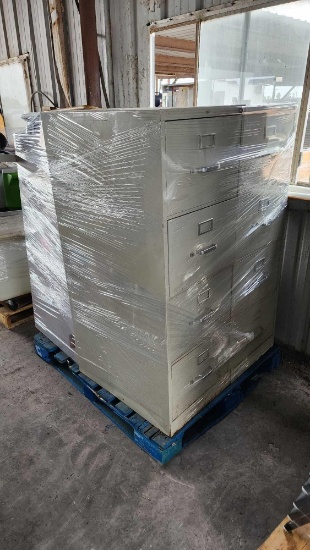Pallet w/ (3) File Cabinets, (1) Student Desk, Table Top, (1) Rolling Cart