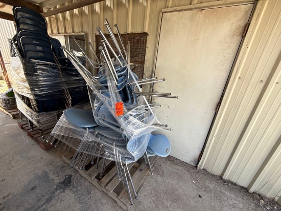 Group of Stackable Desk Chairs on Pallet