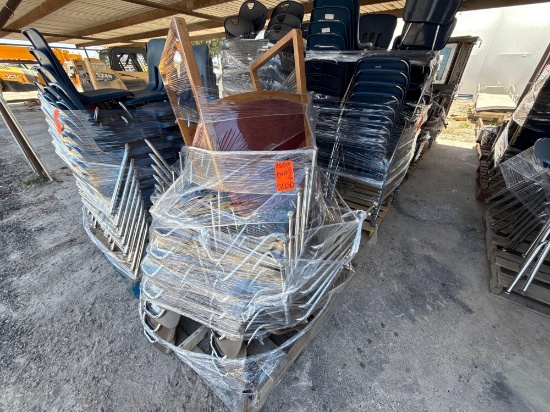 Group of Stackable Student Chairs on Pallet