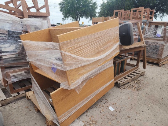 (2) Pallets w/ (2) Cubicle Desks, (3) Wood Tables, (1) Ender 3D Printer, (2) Wood Chairs, etc.