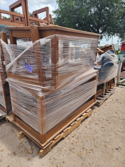 (4) Wood Tables, Group of Wood Chairs on (2) Pallets