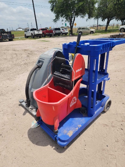 (1) Ecolab Dual Mop Bucket w/ Wringer, Janitor Cart, ICE IW90 Wet & Dry Vaccum