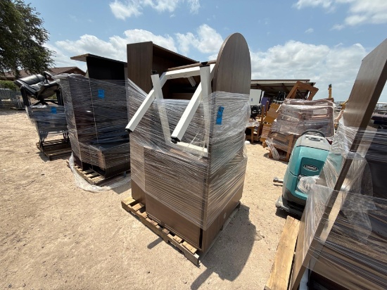 (1) Office Desk, (1) Bookcase, (2) Tables on Pallet