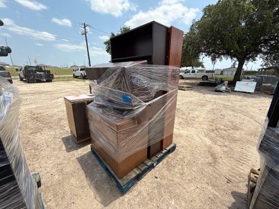 (2) Bookcases, (1) Above Desk Organizer, (1) Lateral Drawer Cabinet on Pallet