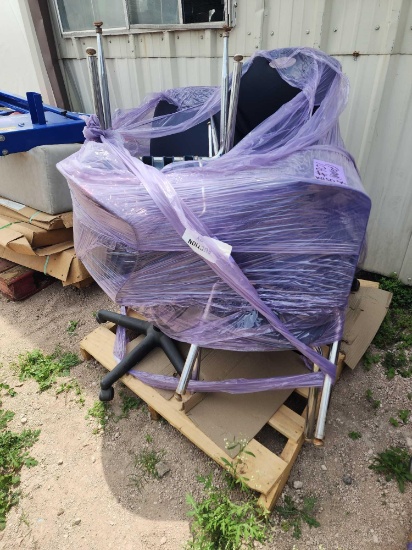 Group of Stackable Chairs, (2) Rolling Chairs on Pallet