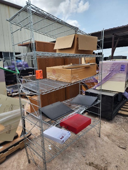 Group of (1) Metal Utility Rack, (1) Scholastic Cash Drawer, (1) Pack of 14" Legal Pads, etc.