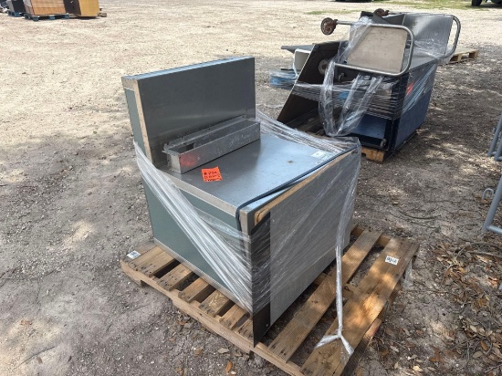 (3) Pallets w/ Hobart Weight Scale, Rolling Plastic Bin, Transfer Pump, Dry Erase White Board, etc.