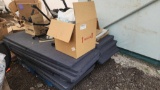 Pallet w/ Vertical Privacy Partitions, (2) Rolling Office Chairs, (2) Industrial Ceiling Lights, etc