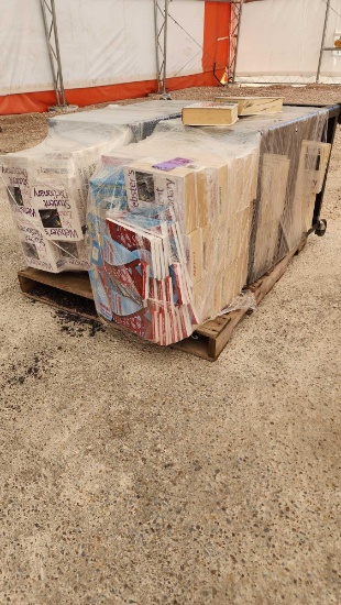 (1) Pallet w/ Educational Textbooks, (2) Rolling Carts
