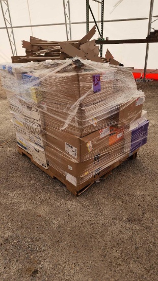 (1) Pallet w/ Reading Books, Misc. Disassembled Metal Rods and Frame, ETC.