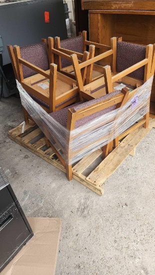 Group of Wooden Chairs on Pallet