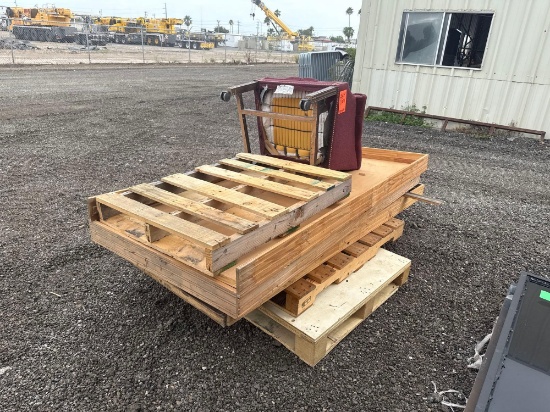 Group of Wood Pallets, (1) Cushioned Rolling Chair