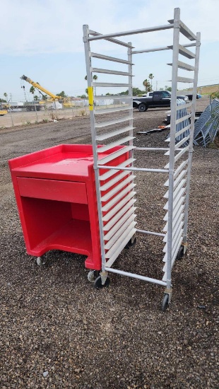 Group of (1) Aluminum Bakery Sheet Pan Rack, (1)Cambro Versa Cart