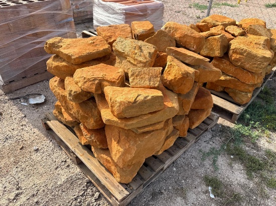 Group of Orange Stone Boulders on Pallet