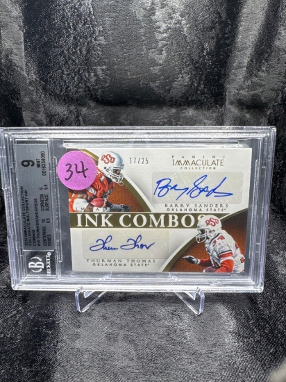 2015 PANINI IMMACUALTE COLLECTION - AUTO. THURMAN THOMAS/BARRY SANDERS (#17/25)