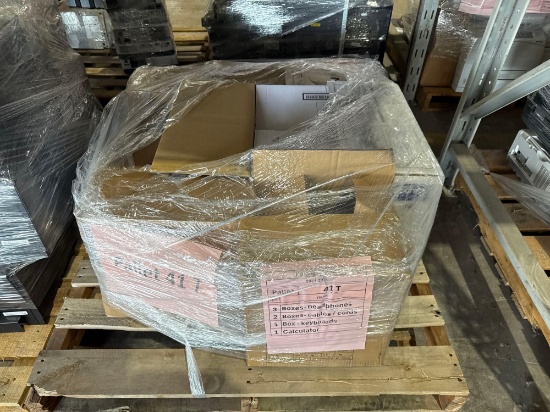 (3) Boxes of Headphones, (2) Boxes of Cables/Cords, (1) Box of Keyboards, (1) Calculator