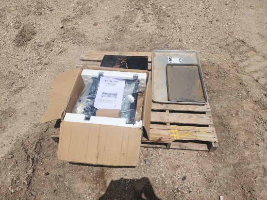 1 Pallet w/ Small Greystone Burner Stove, 2 Baking Sheets, 1 Outside Griddle