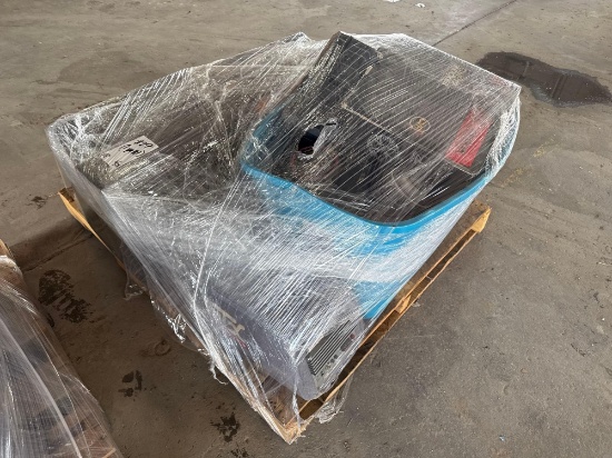 Group of (1) QFX Speaker, (1) Treo Subwoofer, Assorted Speakers, Amps, and Subwoofers on Pallet