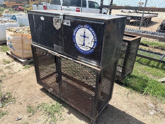 (1) Iron Storage Cabinet w/ Attached Toolbox