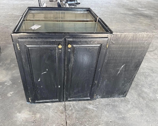 Black Salon Display Cabinet with Glass top