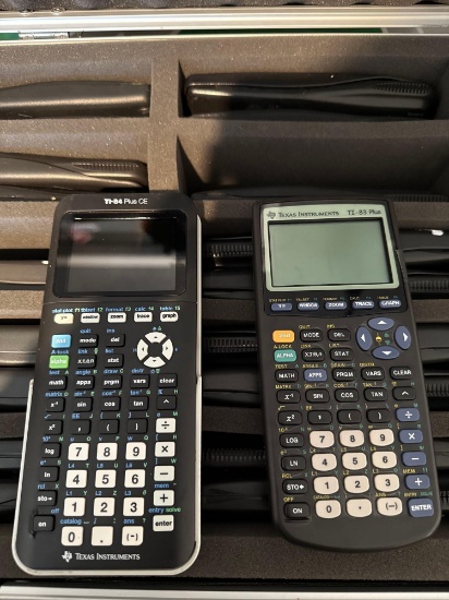 (1) Box of Assorted Texas Instruments TI-83 Plus & TI-84 Plus CECalculators (Count 27)