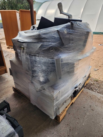 Group of Assorted Printers, Overhead Document Cameras, Dell Monitors on Pallet