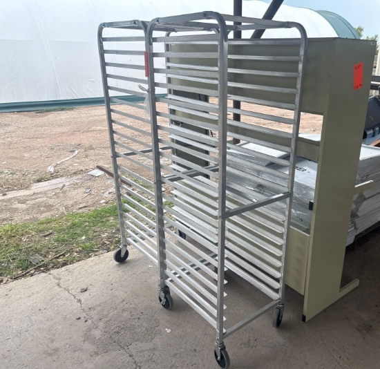 (2) Aluminum Racks on Wheels, Powered Electronics Work Bench