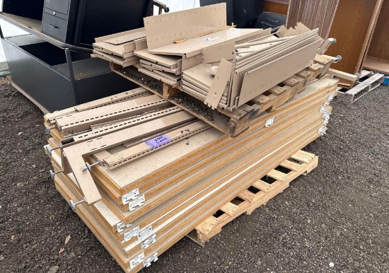 Group of Disassembled Office Cubicles, Disassembled Shelves on (2) Pallets