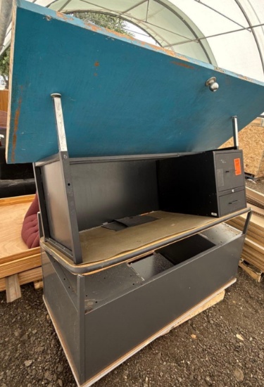 (2) Metal Teacher's Desks w/ Drawers, (1) Door on Pallet