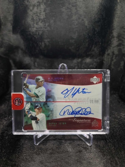 2005 UPPER DECK REFLECTIONS - DUAL SIGNATURE REFLECTIONS AUTO B.J. UPTON/DEREK JETER (#22/99)