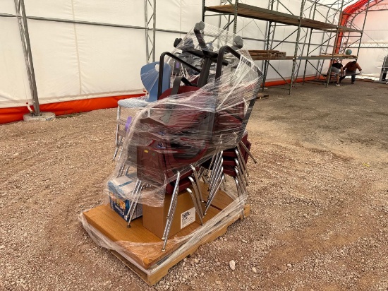 (1) Pallet w/ Student Chairs, (1) Rolling Chair, (2) Boxes of Childrens Reading Books
