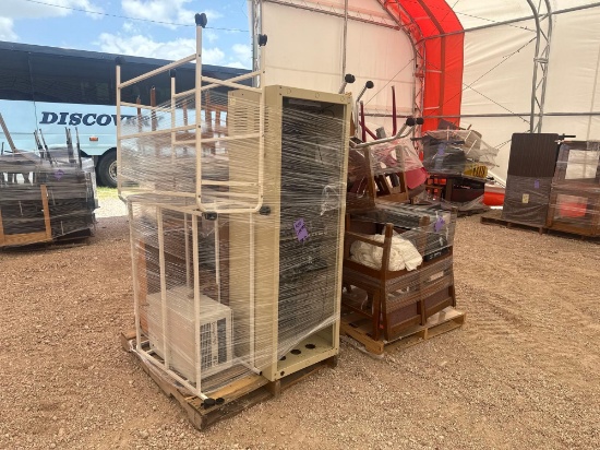 (2) Pallets w/ Server Connection Frame, (2) Water Bottles, (2) Utility Carts, etc.