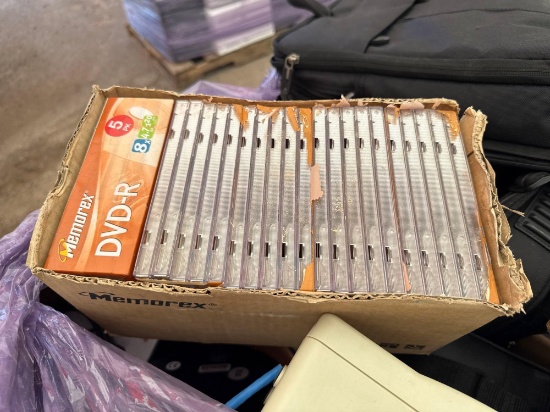 Pallet w/ Memorex DVD-R Recordable Discs, Dell RAM Modules, Computer Bag, Kinyo Speaker, etc.
