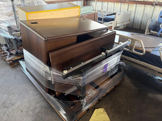 1 Pallet w/ Office Desk, 1 Bookshelf