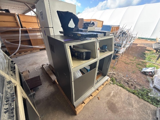 Pallet w/ Electronic Server Rack/Enclosure, Vintage Sony Video Camera, Panasonic B640 Adapters, etc.